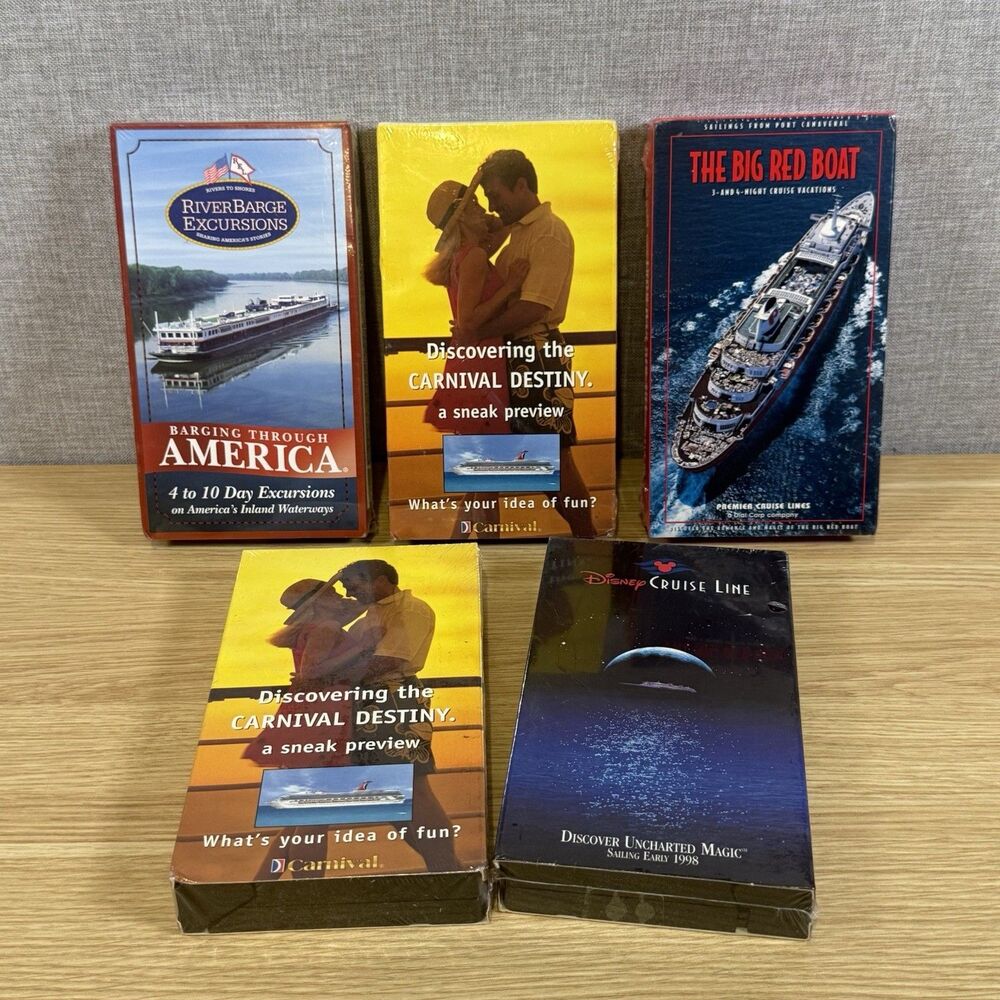 Vintage Cruise Line Promotional VHS Lot of 5 Sealed Disney Carnival Big Red Boat